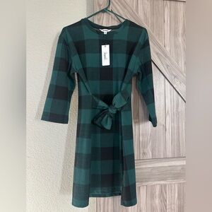 Plaid Green and Black Dress